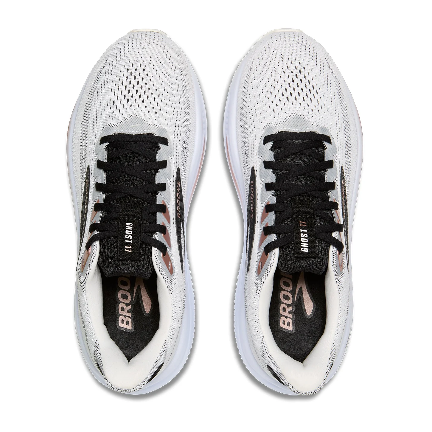 Brooks Ghost 17 | White / Black / Rose Gold | Womens - Ekiden Sports