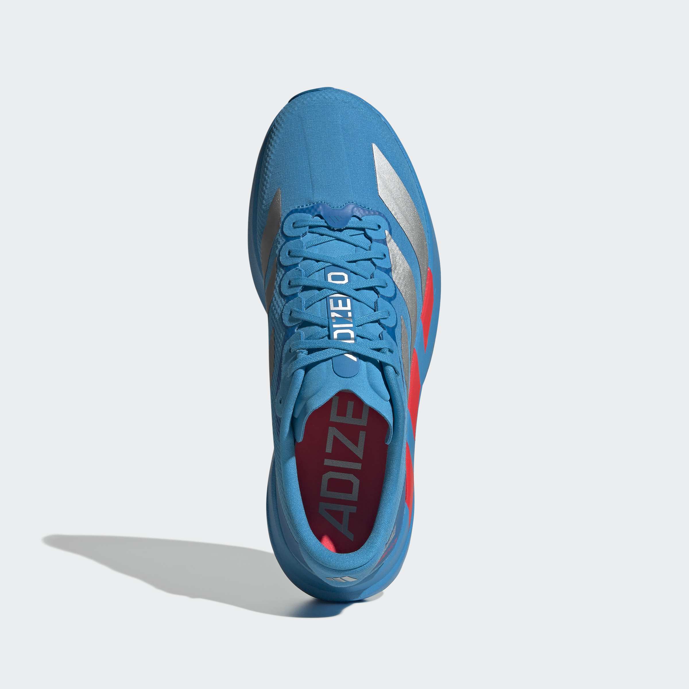 adidas Adizero Evo SL Woven | Solar Blue / Silver Metallic / Lucid Red | Mens - Ekiden Sports