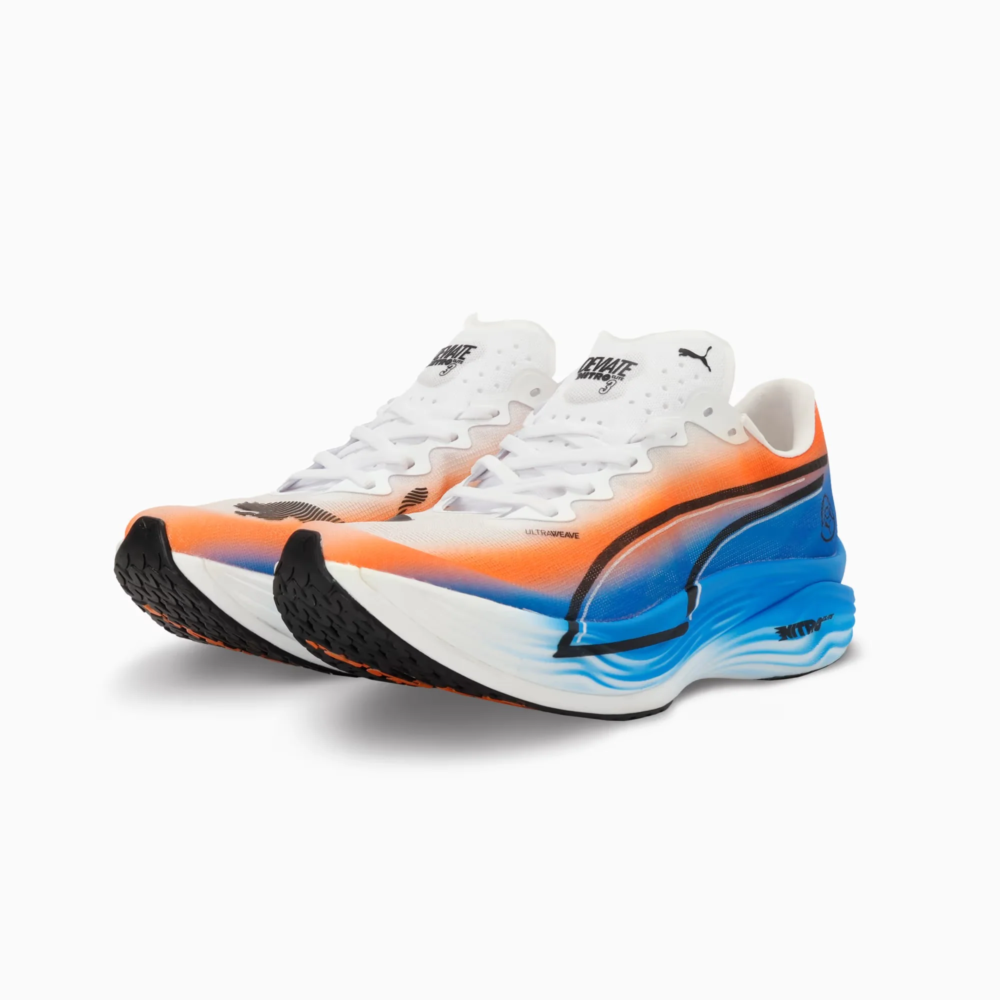 Puma Deviate NITRO Elite 3 Ekiden | White / Heat Fire / Black | Womens - Ekiden Sports