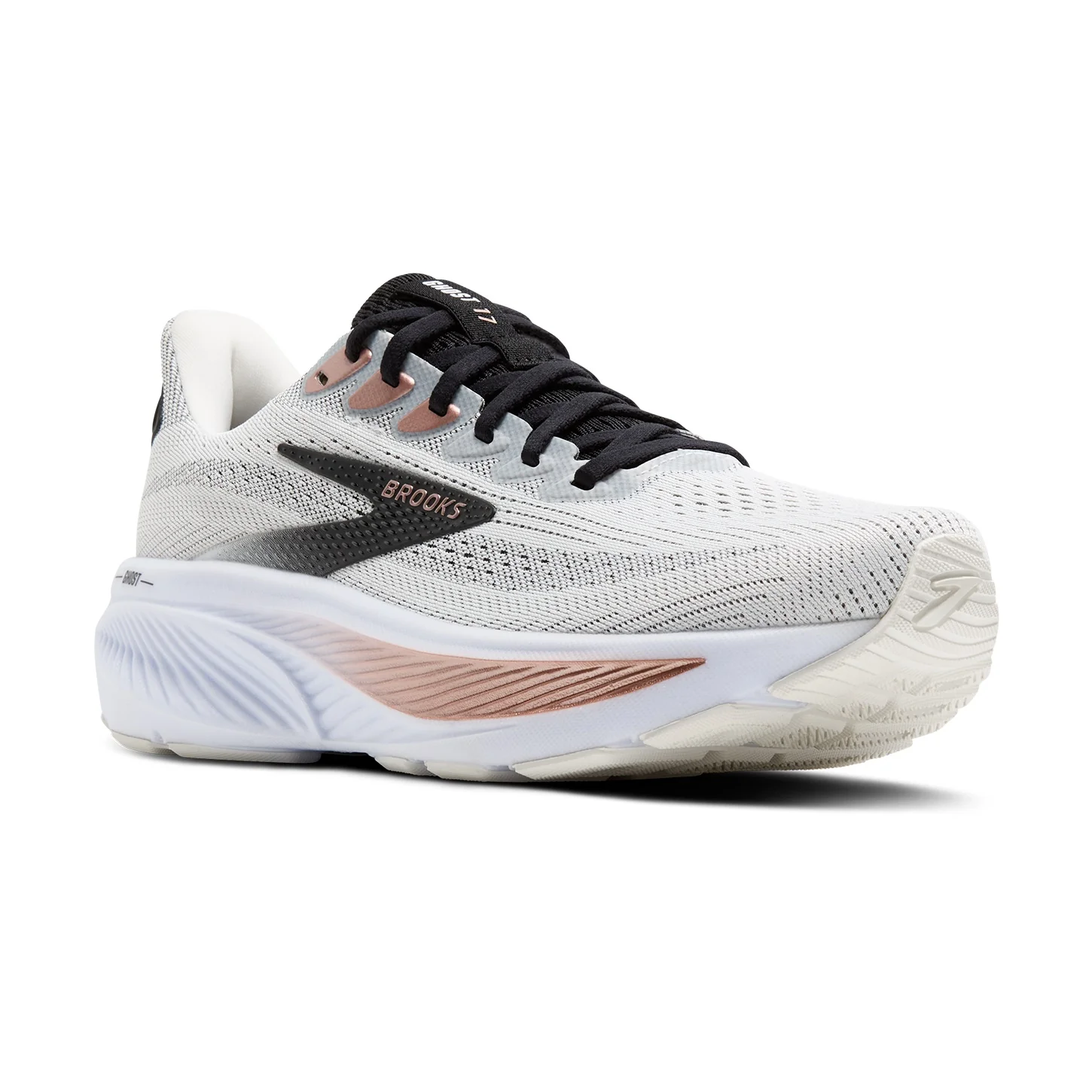 Brooks Ghost 17 | White / Black / Rose Gold | Womens - Ekiden Sports