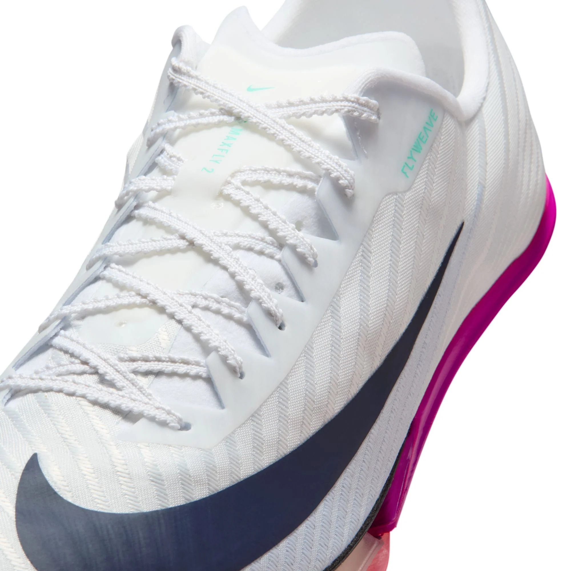 Nike Maxfly 2 Spikes | White / Bright Crimson / Hyper Turquoise / Obsidian | Unisex - Ekiden Sports
