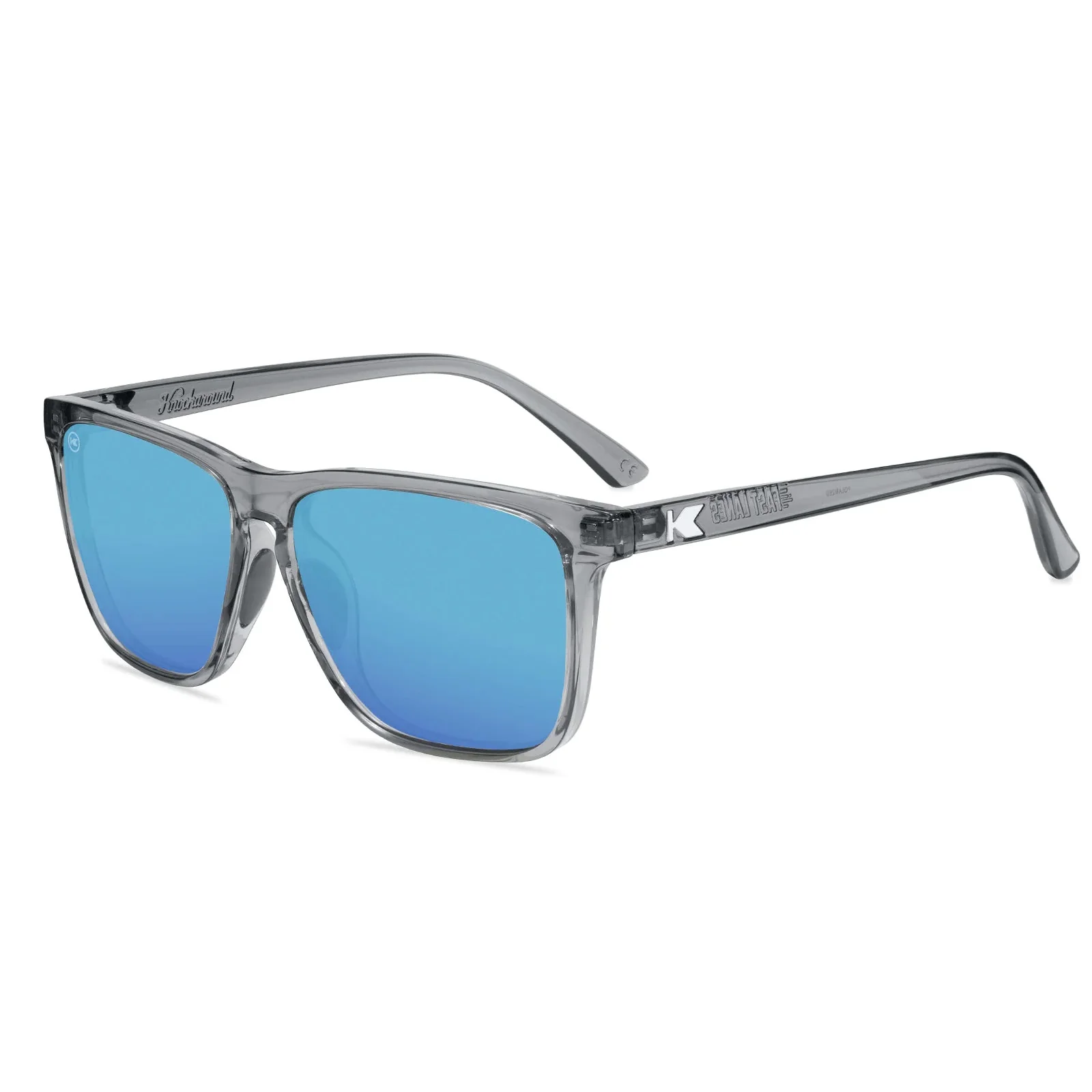 Knockaround Sunglasses | Fast Lanes Sport | Clear Grey / Aqua - Ekiden Sports