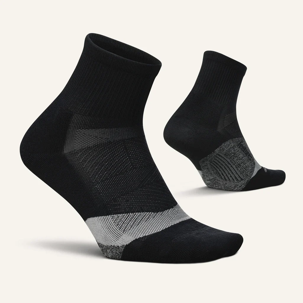 Feetures Elite | Light Cushion | Quarter Length | Black / Grey - Ekiden Sports