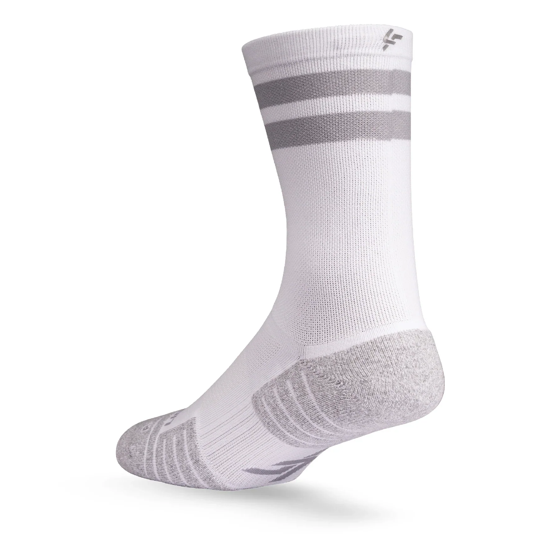 Lightfeet Performance Socks | Midweight | Half Crew | 2 Stripes White - Ekiden Sports