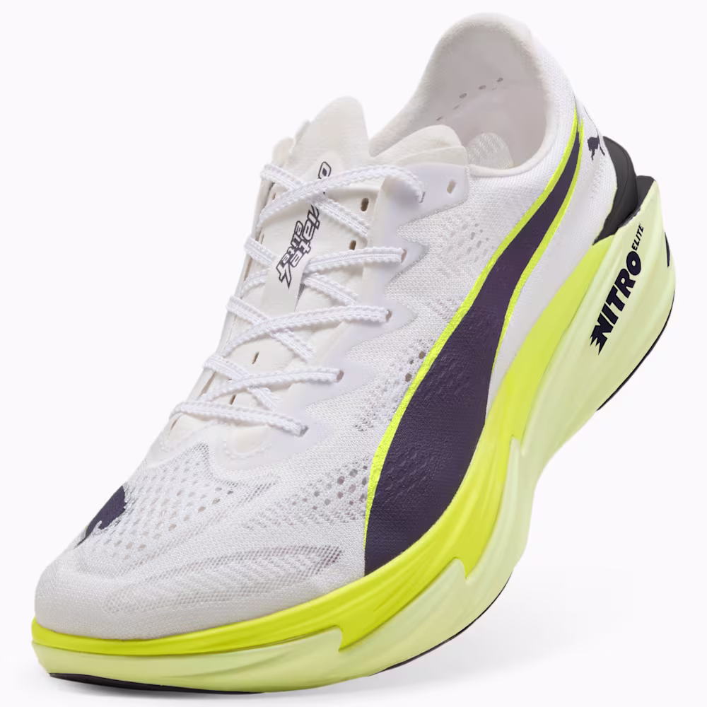Puma Deviate NITRO Elite 4 | PUMA White / Apple Spritz / Lux Lime | Womens - Ekiden Sports
