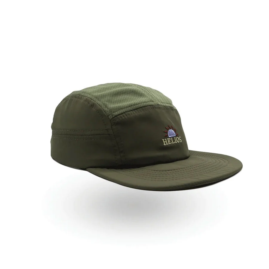 Helios Ultralight 7 Panel Running Cap | Soft Brim | Olive - Ekiden Sports