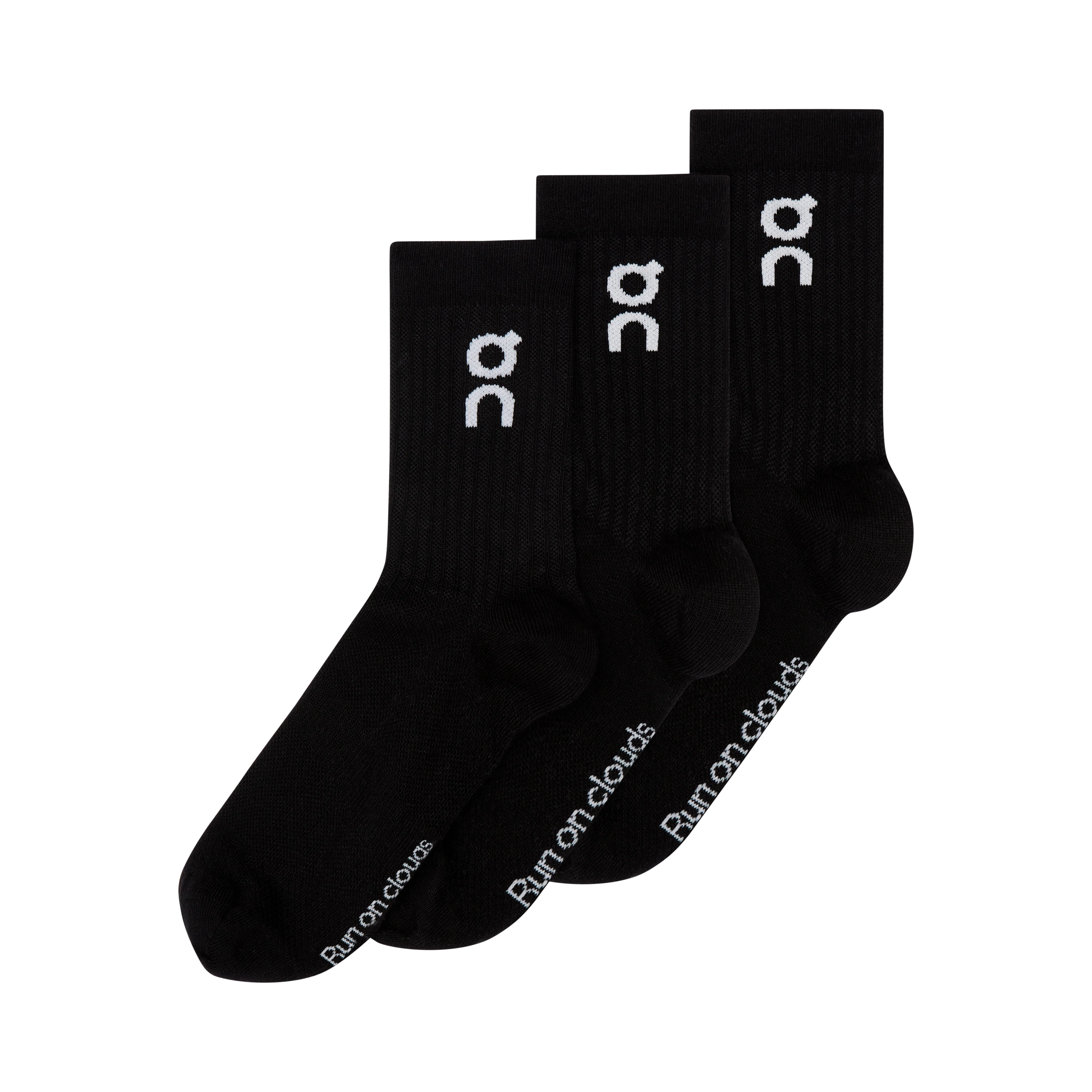 On Logo Sock High 3 Pack | Black - Ekiden Sports
