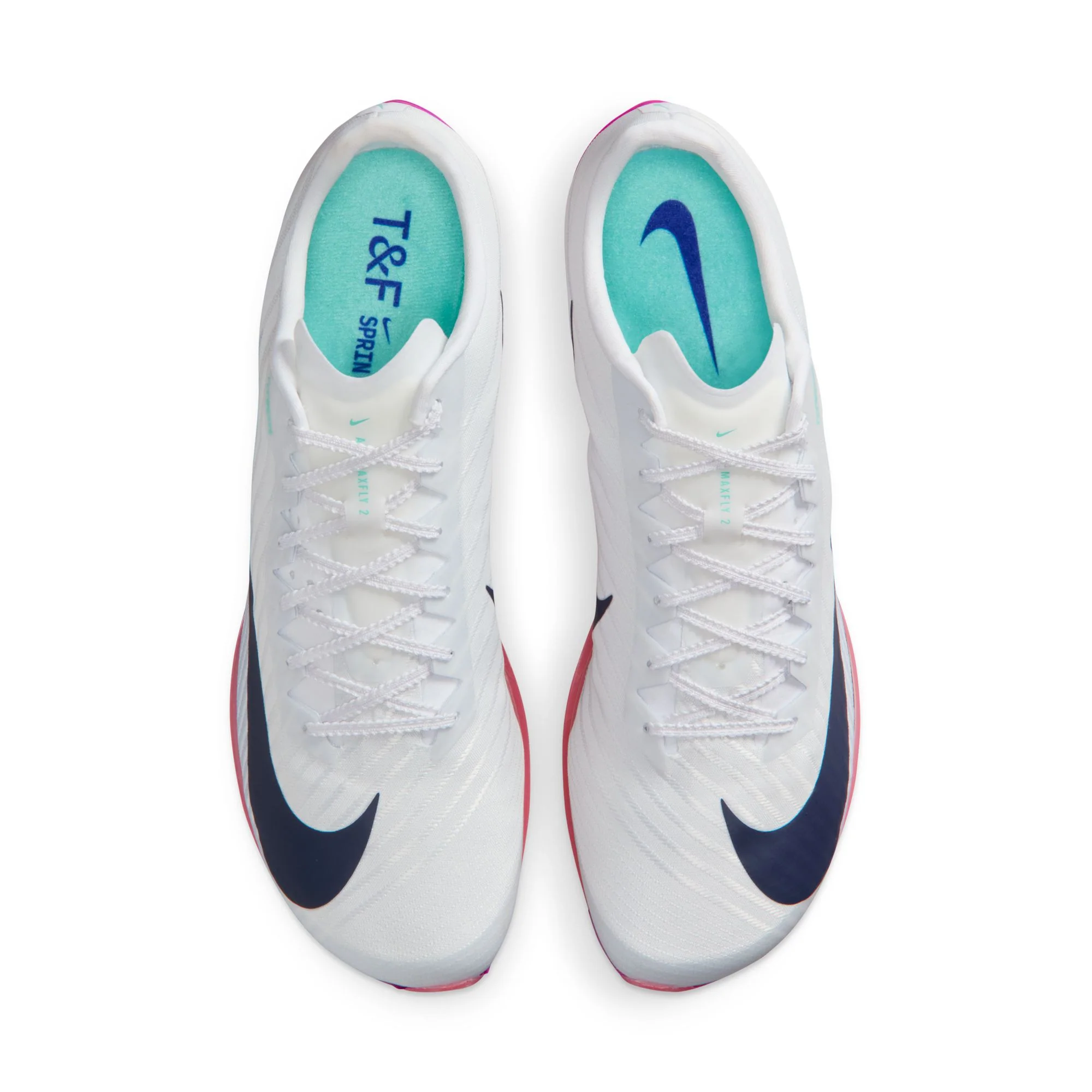 Nike Maxfly 2 Spikes | White / Bright Crimson / Hyper Turquoise / Obsidian | Unisex - Ekiden Sports