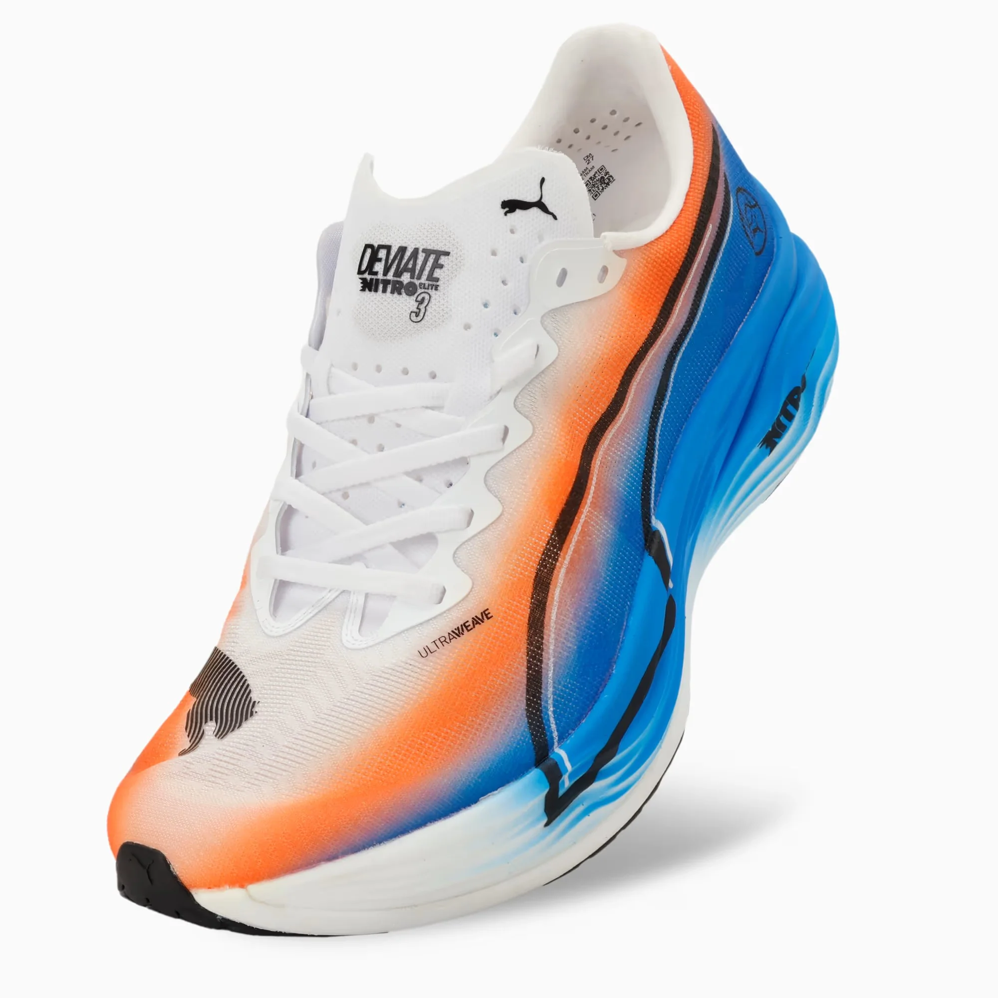 Puma Deviate NITRO Elite 3 Ekiden | White / Heat Fire / Black | Womens - Ekiden Sports